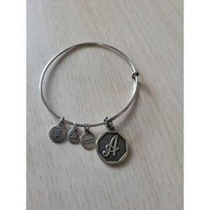 Alex and Ani  Letter Initial "A" Charm Expandable Bangle Bracelet Silver Tone
